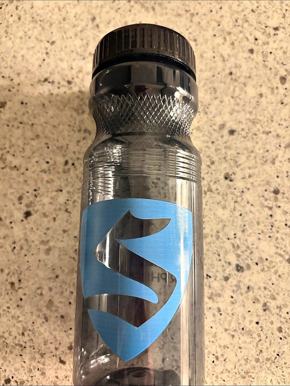 Never Late Pilates Dr. Phillips Water Bottle Clear & Black, New